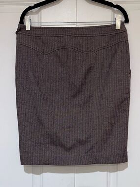 Lux Brown Heathered Lined Pencil Skirt